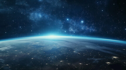 expanse of outer space above the earth