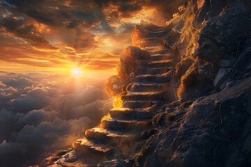 Dramatic Stairway to Triumph:Ascending Towards Visionary Horizons of and Fulfillment