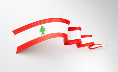 3d Flag Of Lebanon 3d Shiny Waving Twisted Ribbon Flag Isolated On White Background 3d Illustration