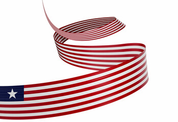 3d Flag Of Liberia 3d Shiny Waving Liberia Ribbon Flag On White Background 3d Illustration