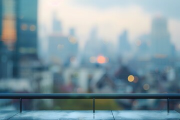 Blurred Cityscape of a Modern Bustling Metropolis with Towering Skyscrapers and Hazy Backdrop for Urban Business and City-Themed Designs