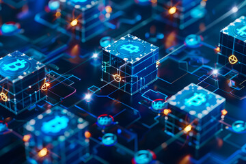 Illuminated Nodes and Pathways Depicting Distributed Ledger Technology