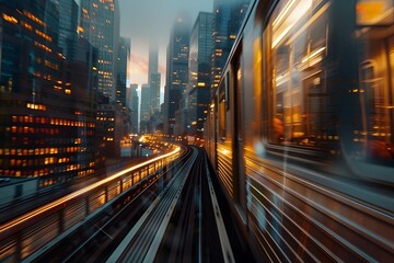 Fototapeta na wymiar Dazzling Cityscape Blur:A Dynamic Display of Urban Vitality and Modernity