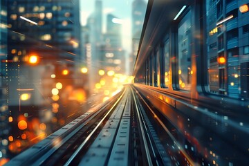 Dynamic Blurred Cityscape with High-Speed Train Commute for Urban