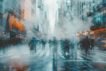 Captivating Urban Haze:Blurred Street Scene in a Contemporary City Landscape