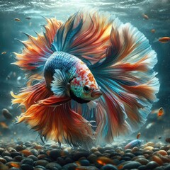 Beautiful colorful fighting fish - obrazy, fototapety, plakaty