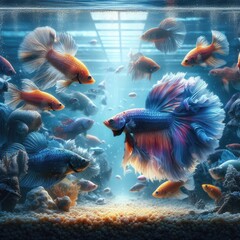Beautiful colorful fighting fish