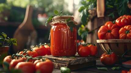 Advertising - Tomato paste photo stand in 500 ml bottle mockup.