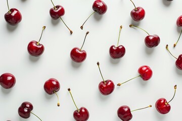 Ripe cherries, isolated on white, perfect for summer concepts.