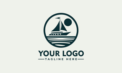 yacht vector logo abstract graphic design template Rent and sale of yachts, fishing.Sea cruise icon, ship business sign, symbol ocean premium voyage travel Vector Sailboat marine logo silhouette desig