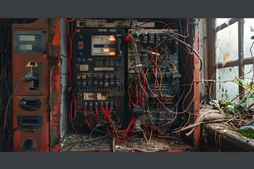 Captivating Scene of Electrical Disaster Depicting Devastating Short Circuit Aftermath