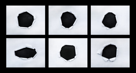 Closeup of a dark holes on white paper set 01 © lucky_xtian