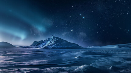 Fototapeta premium expanse of icy desert with aurora