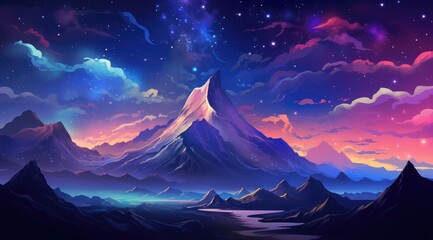 Starry Twilight Over Serene Mountain Lake