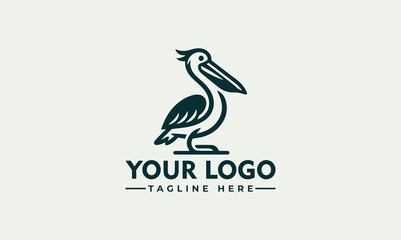 pelican logo Vector Vintage Artistic stylized pelican icon. Pelican circle logo design. Silhouette of birds.