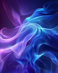 Obraz premium Abstract blue and purple liquid wavy shapes futuristic banner Glowing retro waves vector background