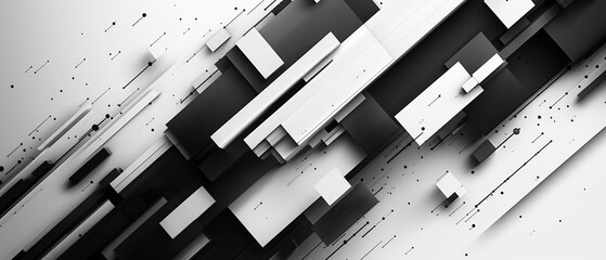 Black and white abstract tech minimal geometric motion background