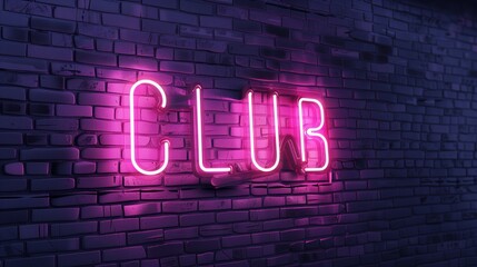 Obraz premium Neon CLUB text on dark wall background