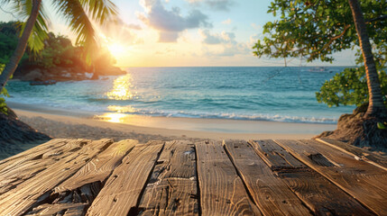 Tropical Beach View from Wooden Pier
