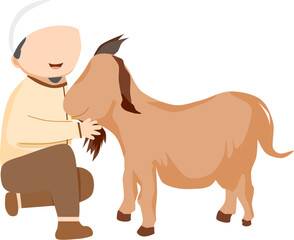 muslim man with goat Sacrifice