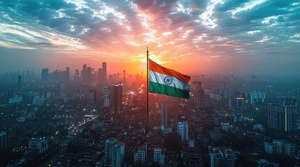 Futuristic Technology Concept: Abstract Digital Background with Blue Computer Networks, Coding, and Cybersecurity, Illustrating Advanced Sci-Fi Systems india independence day.