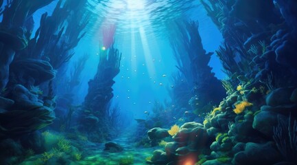 Naklejka na ściany i meble Tranquil Underwater Coral Landscape