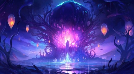 Mystical Glowing Jellyfish Forest