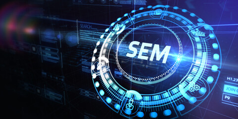 SEM Search Engine Optimization Marketing Ranking concept for website. 3d illustration