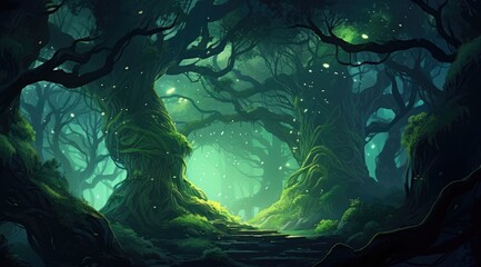 Obraz premium Moonlit Enchantment in Mystical Forest