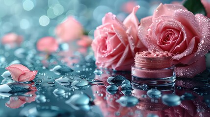 Cosmetology rejuvenation: Cream jar amid molecules, beauty innovation
