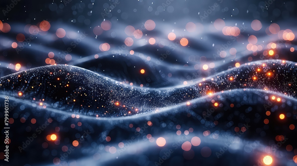 Wall mural abstract digital landscape of glowing binary code, tech cybersecurity concept.