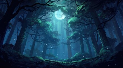 Fototapeta premium Moonlit Enchantment in Mystical Forest