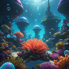 coral reef and bubbles