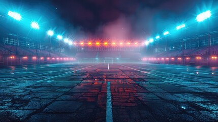 Illuminated Football Stadium Awaits Fans for an Evening Match Under Bright Lights