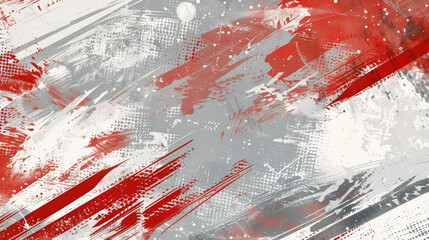 Abstract Grunge Background with Red and Gray Brush Texture. Creative Design for Sports Background with Halftone Effect

