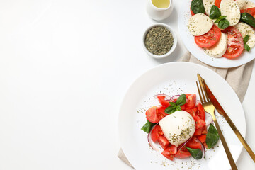 Salad Caprese, concept of tasty and delicious food