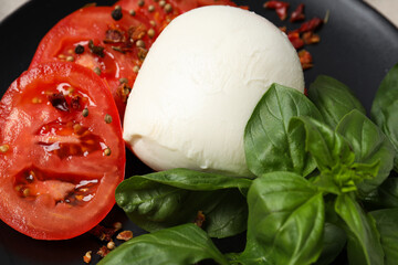 Salad Caprese, concept of tasty and delicious food