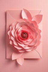 A beautiful pink rose in full bloom stands out against a clean white background