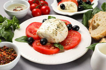 Salad Caprese, concept of tasty and delicious food