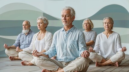 older adults in peaceful seated meditation pose