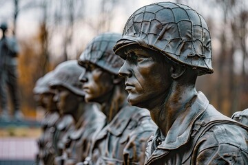 Obraz premium Soldiers portrayed as valiant heroes and protectors of liberty, standing tall with pride