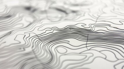 Abstract topographic lines creating mesmerizing terrain on paper - obrazy, fototapety, plakaty