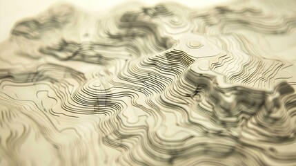 Abstract topographical lines on a creamy surface - obrazy, fototapety, plakaty