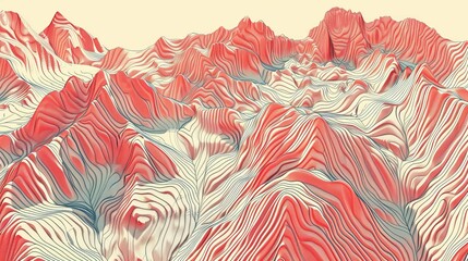 Abstract waves pattern forming a surreal mountain landscape - obrazy, fototapety, plakaty