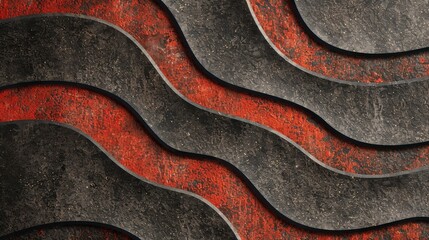Abstract wavy pattern in red and black textures - obrazy, fototapety, plakaty