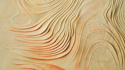 Abstract wooden waves with a hint of orange - obrazy, fototapety, plakaty