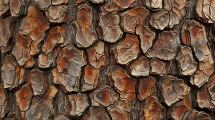 Aged tree bark displaying a mosaic of life s patterns - obrazy, fototapety, plakaty