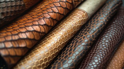 Assorted leather textures up close - obrazy, fototapety, plakaty