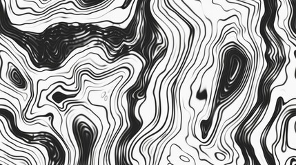 Black and white abstract waves create a mesmerizing pattern - obrazy, fototapety, plakaty