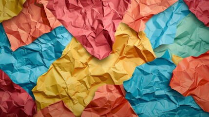 Colorful crumpled paper forming an abstract texture - obrazy, fototapety, plakaty